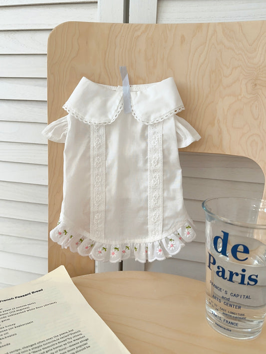 White pet shirt front view by Pawlorful