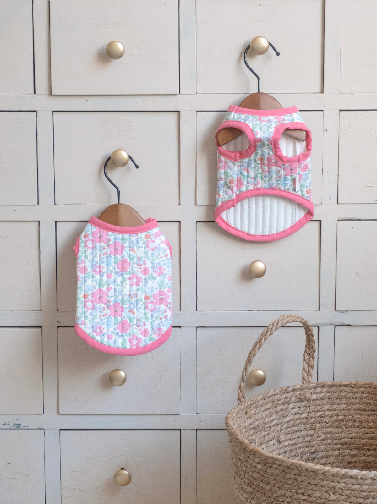 Rabbit Garden Vest pink floral dog vest by Pawlorful