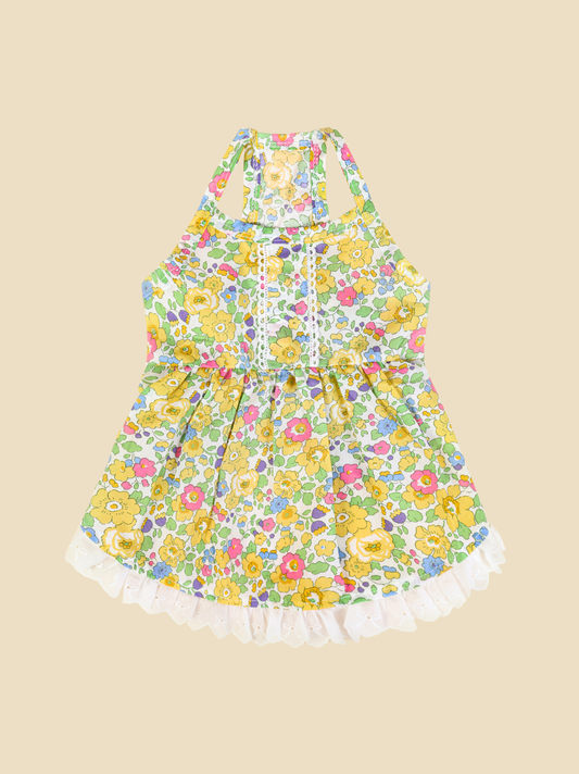 Vintage Yellow Floral Pet Dress